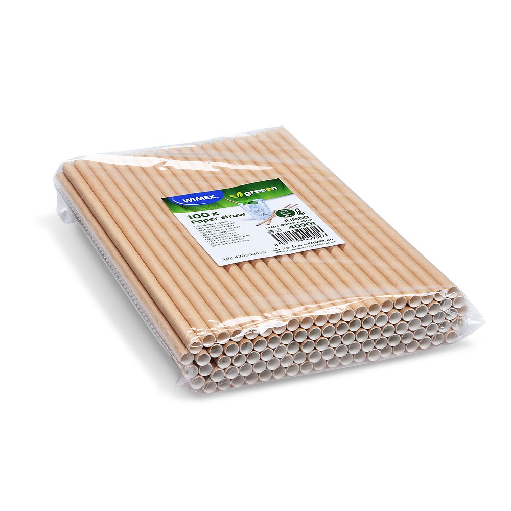 Wimex papírové brčko JUMBO 8 × 250 mm, kraft - 100 ks