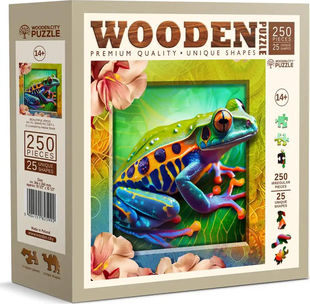 WOODEN CITY Drevené puzzle Farebná žabka 250 dielikov