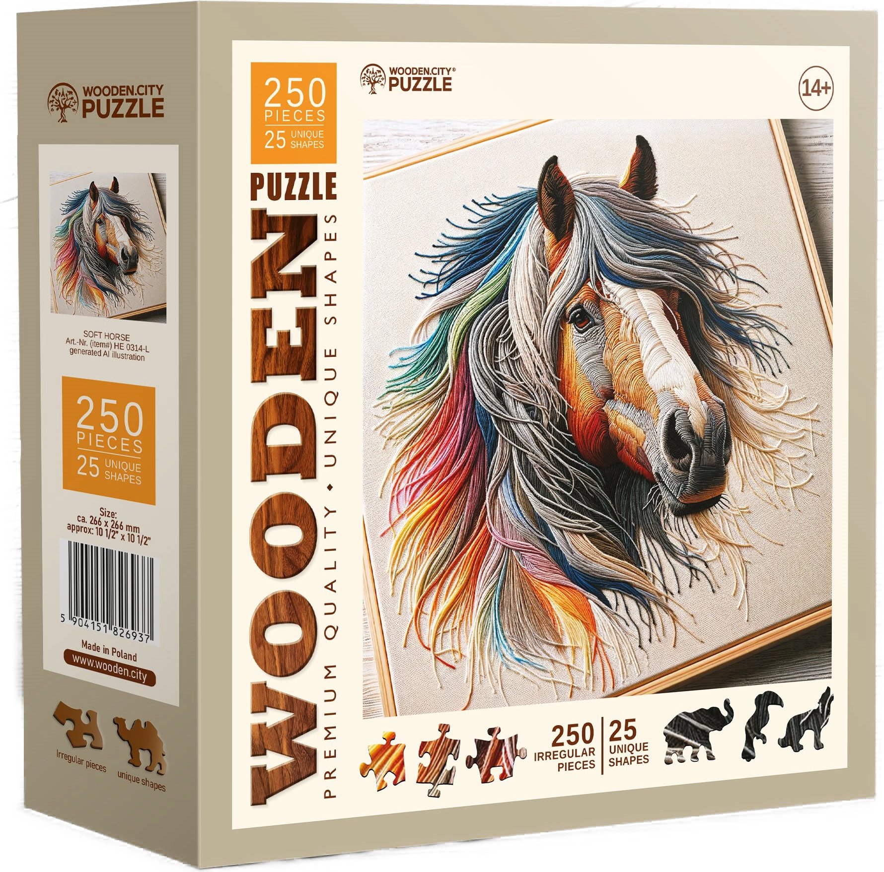 WOODEN CITY Drevené puzzle Jemný kôň 250 dielikov