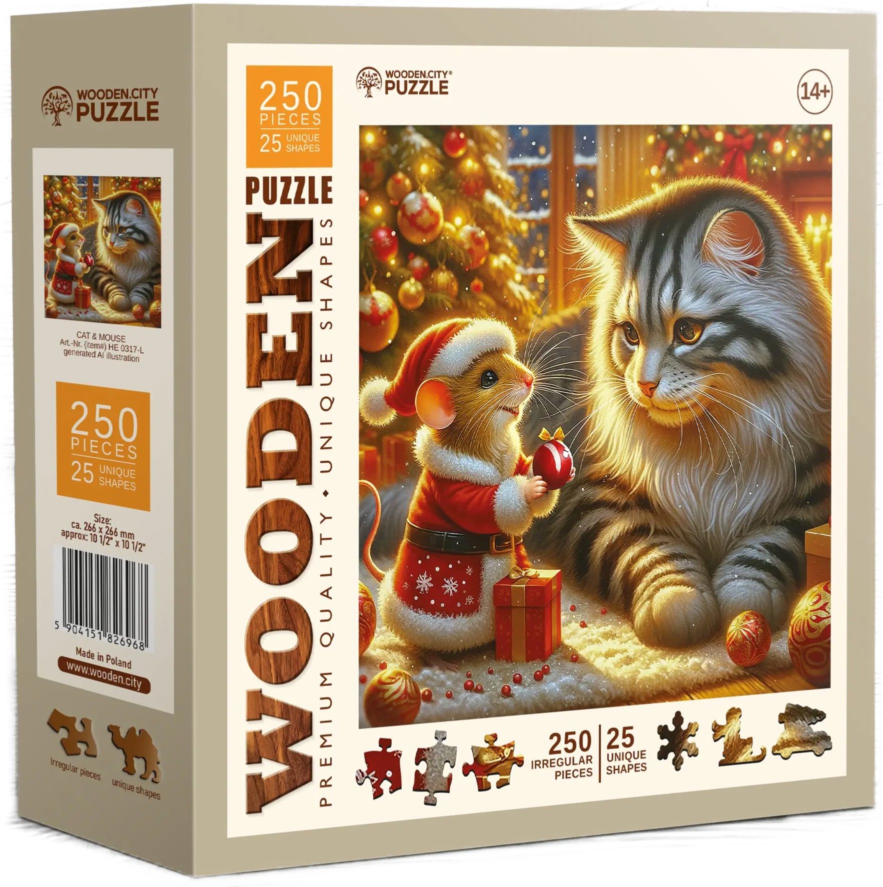 WOODEN CITY Drevené puzzle Mačka a myš 250 dielikov