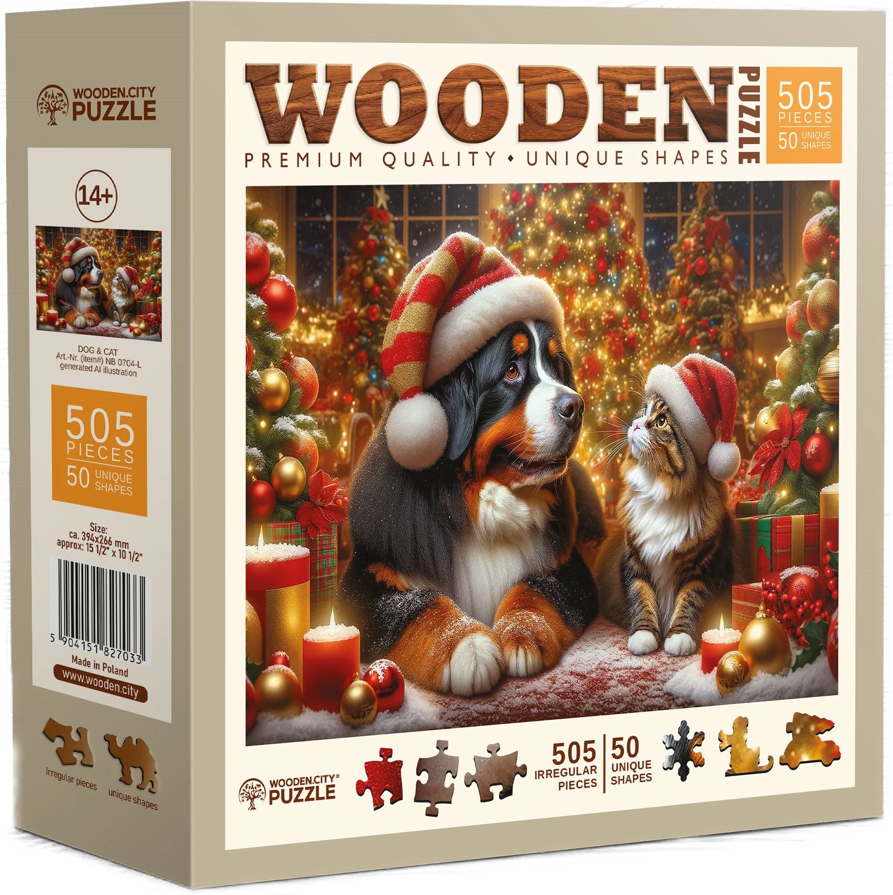 WOODEN CITY Drevené puzzle Mačka a pes 505 dielikov