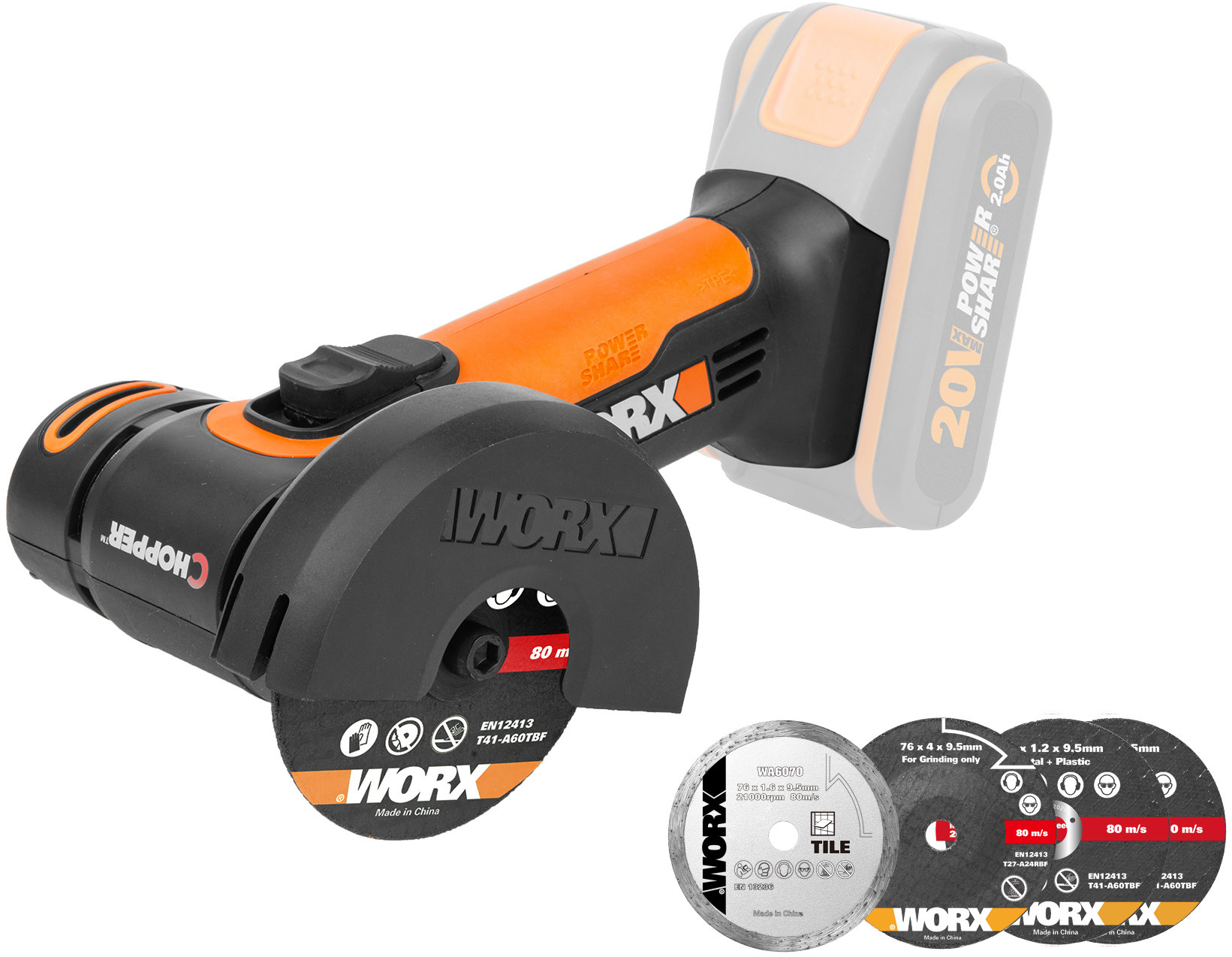 WORX Uhlová brúska AKU mini WX801.9 (bez AKU)