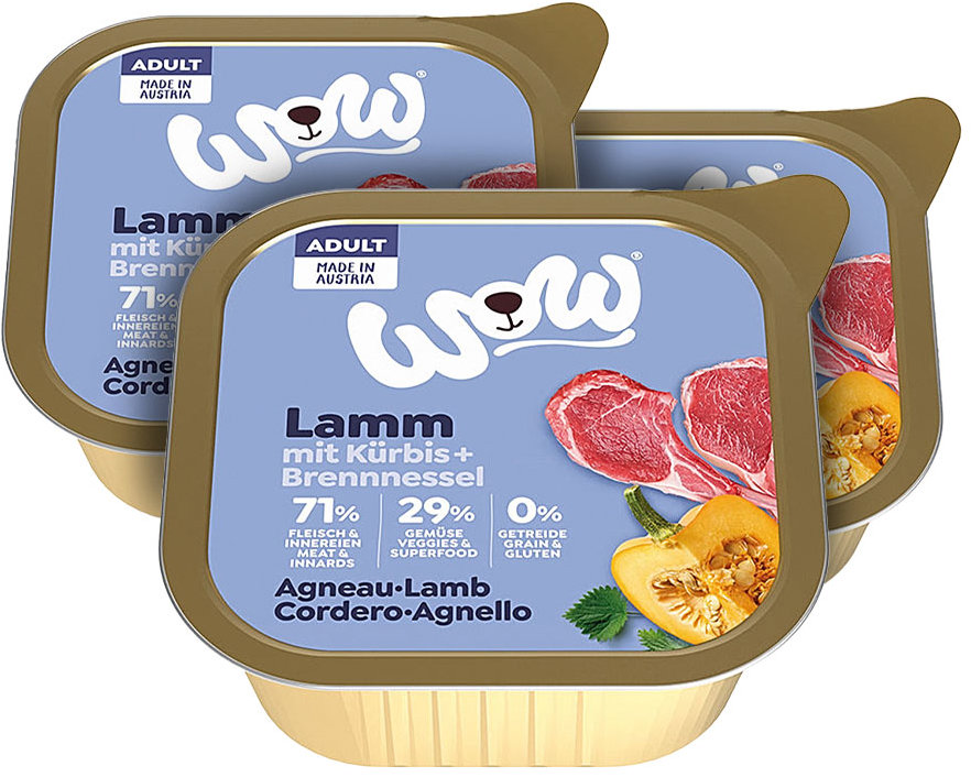 WOW paštika Jehněčí s dýní Adult 3 × 150 g