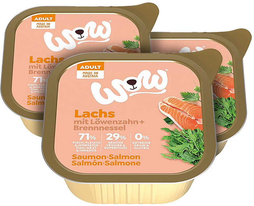 WOW paštika Losos s rajčaty Adult 3 × 150 g