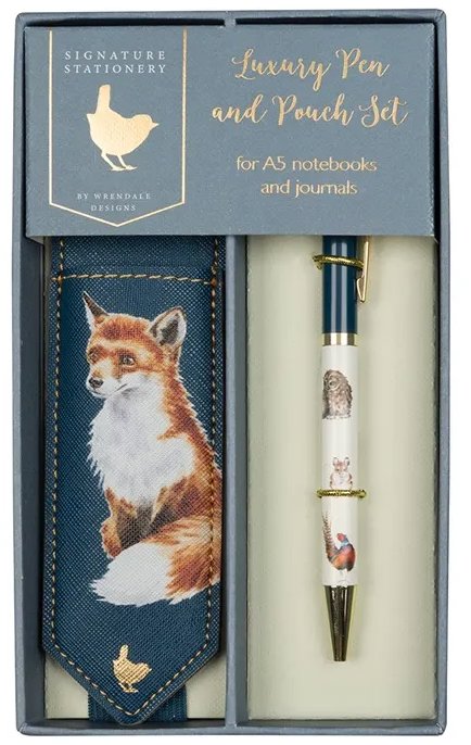Wrendale Designs Luxusné guľôčkové pero s puzdrom Lesné zvieratá