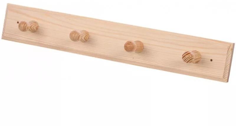 ELIGA Drevený vešiak do sauny, 4 háčiky