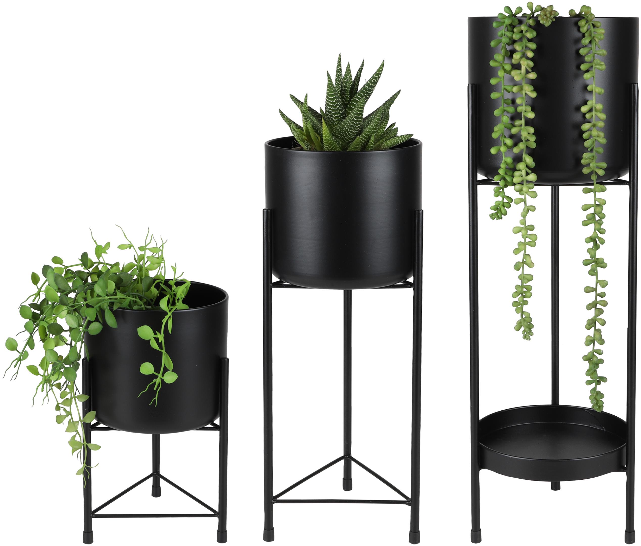 DOCHTMANN Stojan na kvety 3 ks, kovový, čierny