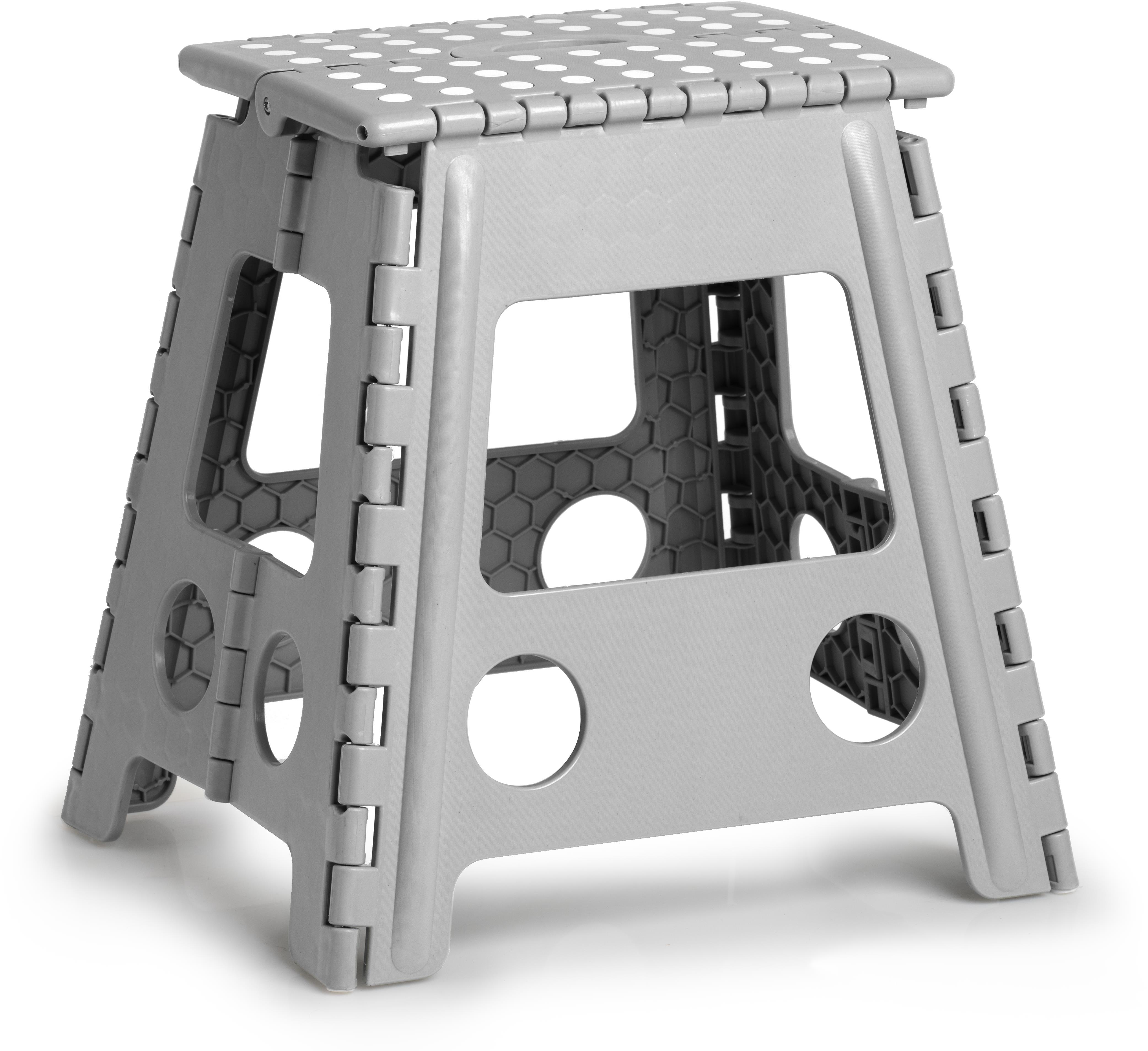 ZELLER Skladacia stolička 38,5 × 31,5 × 39 cm, nosnosť 150 kg svetlo sivá