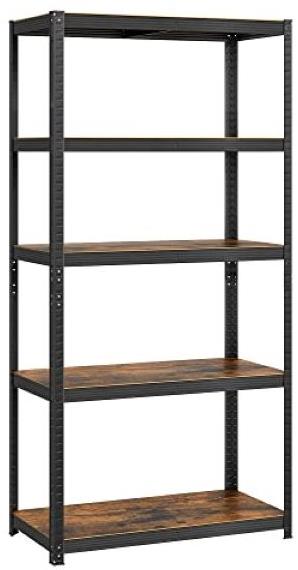 SONGMICS Regál 5 políc, industriálny, 180 × 90 × 40 cm, hnedočierny