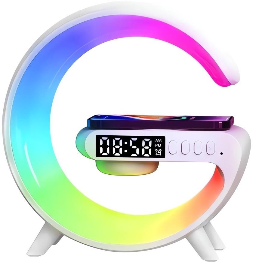 GGV 5093 Multifunkčná RGB Smart LED nočná lampa s 15 W QI nabíjačkou a Bluetooth reproduktorom