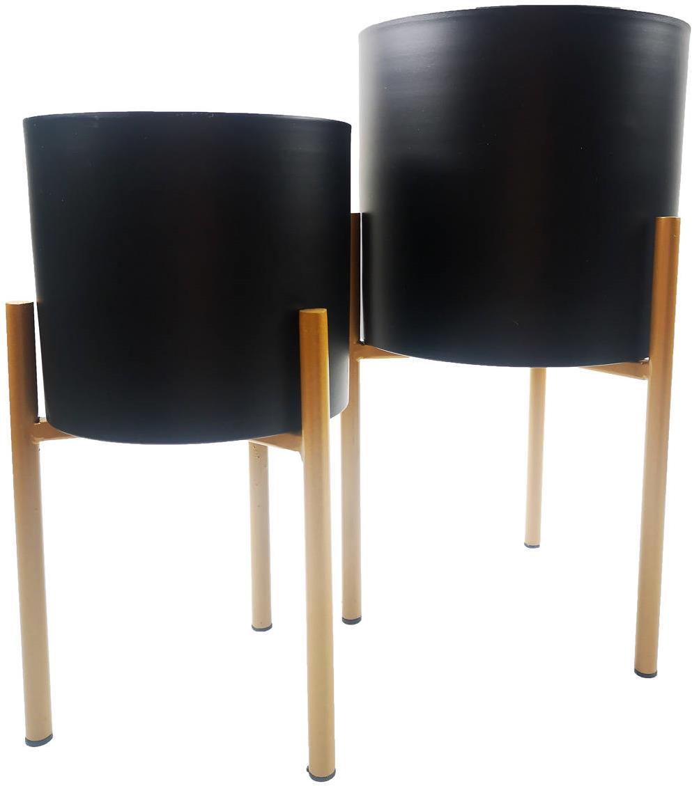 HOME STYLING COLLECTION Kvetináče na stojane 2 ks, čierne