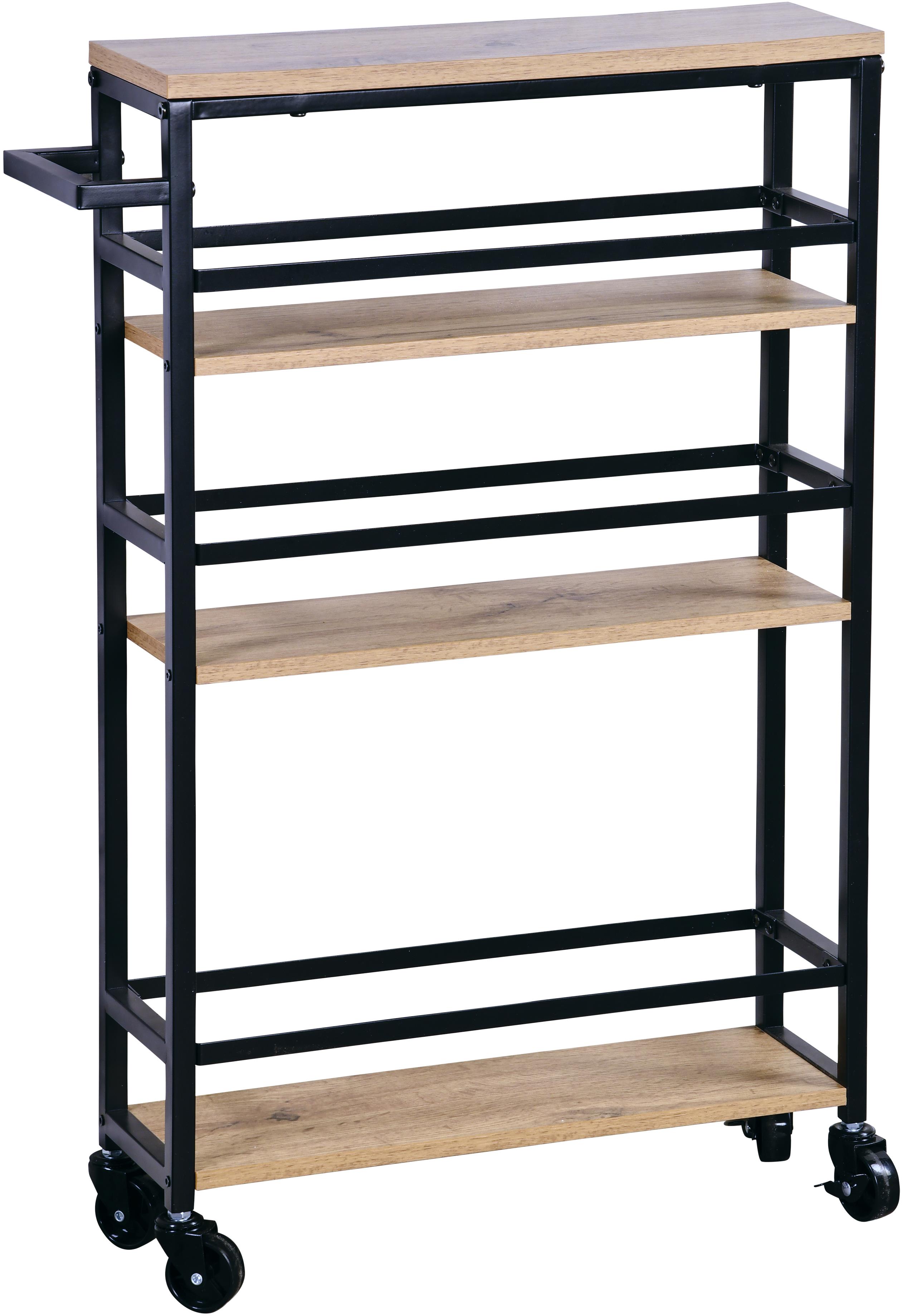 KESPER Polica do výklenku, pojazdný regál, bambus, kov 50 × 15 × 81 cm
