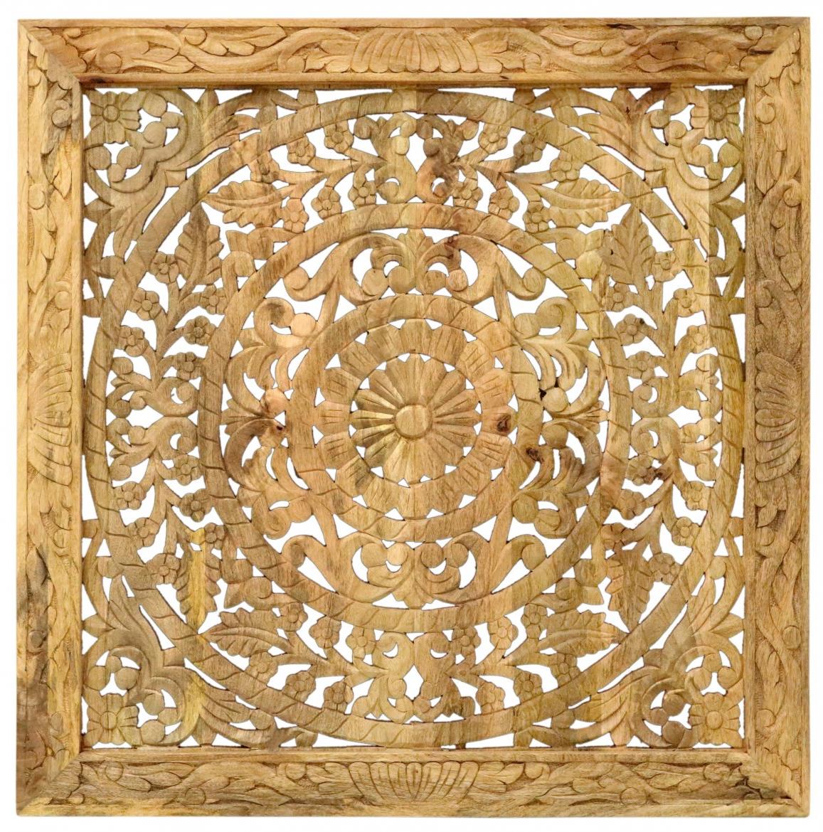 Lakšmi Obraz na stenu Retro 90 × 90 × 3 cm ručne vyrezávaný z masívu mango