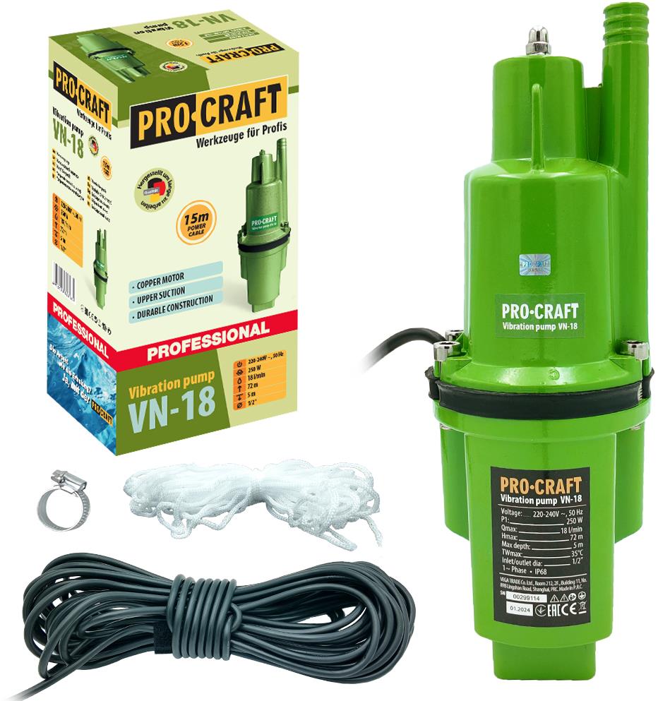 Procraft Vibračné čerpadlo VN-18, 250 W, 1080 l/h