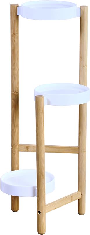 KESPER Stojan na kvety 3 police, bambus, plast, biely 70 × 28 × 34 cm