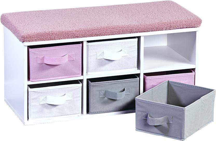 KESPER Lavica s úložnými boxami na hračky ružová, biela 68 × 30 × 31 cm