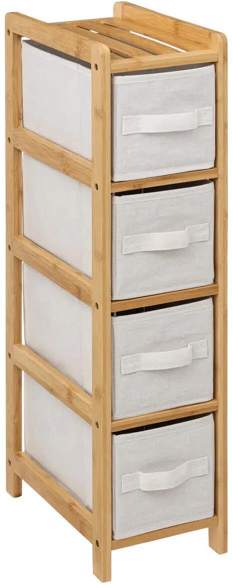 5five Simply Smart Bambusový regál Tidy so 4 textilnými košíkmi 78,5 cm