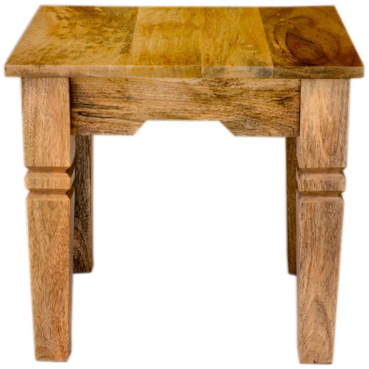 LAKŠMI odkladací stolík Guru 45 × 40 × 45 cm z mangového dreva – Mango Natural
