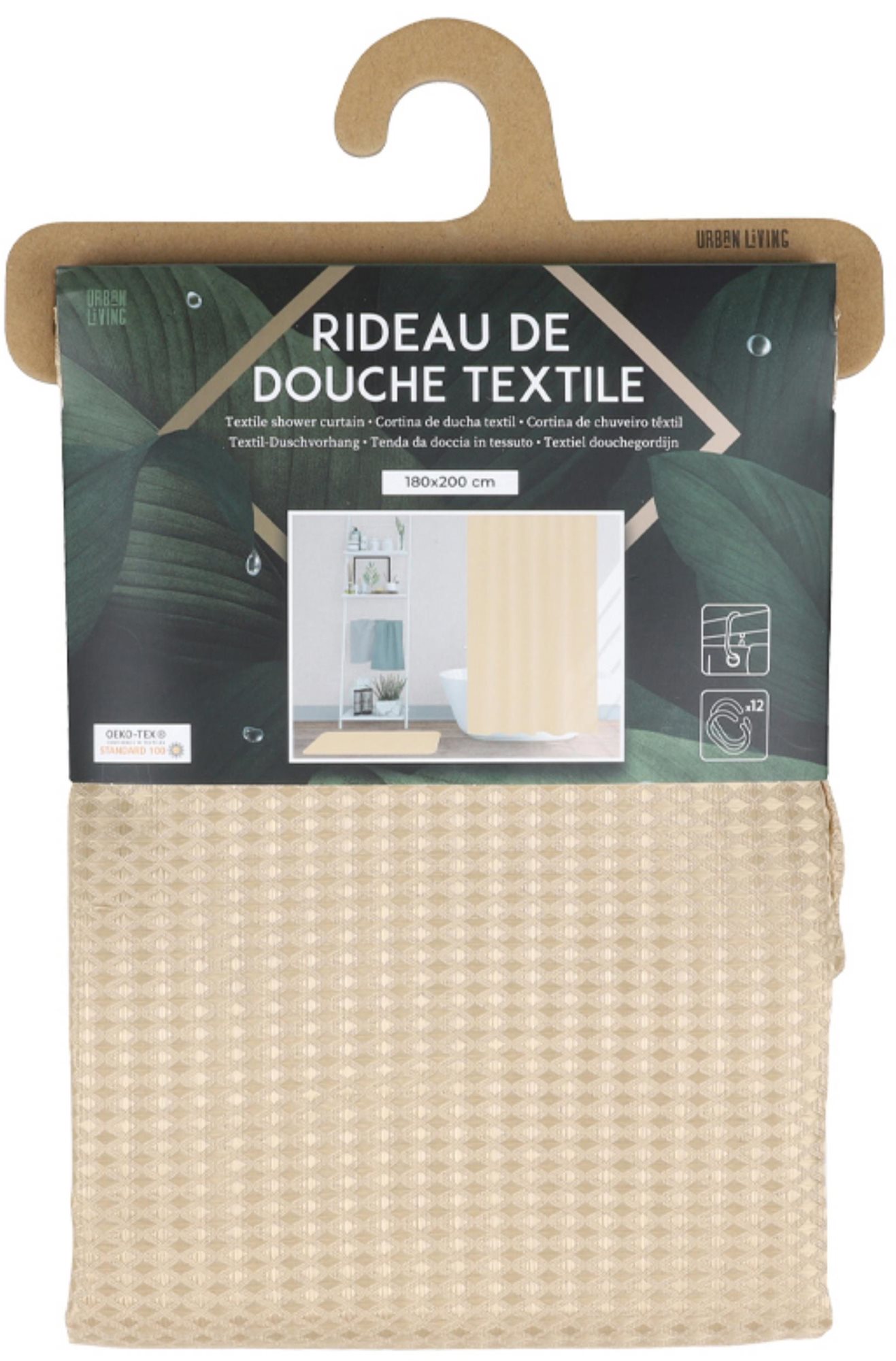 DOCHTMANN Sprchový záves PVC 180 × 200 cm béžový vzor