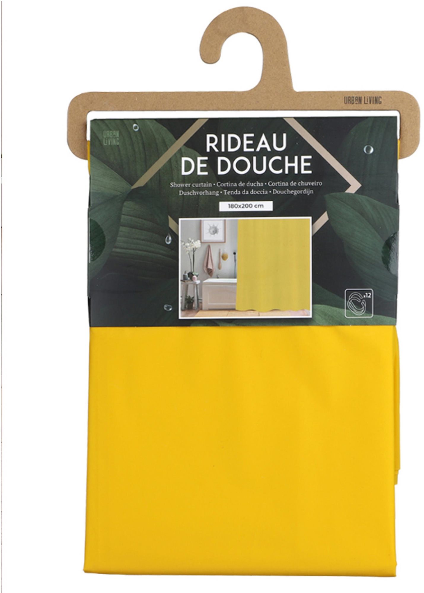 DOCHTMANN Sprchový záves PVC 180 × 200 cm žltý