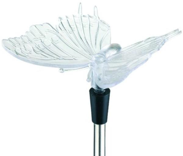 Entac Záhradná solárna lampa LED motýľ 77 cm