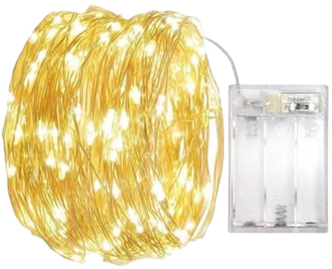 Senzanakupy Vianočná mikro reťaz na batérie 5 m 50 LED s časovačom, teplá biela