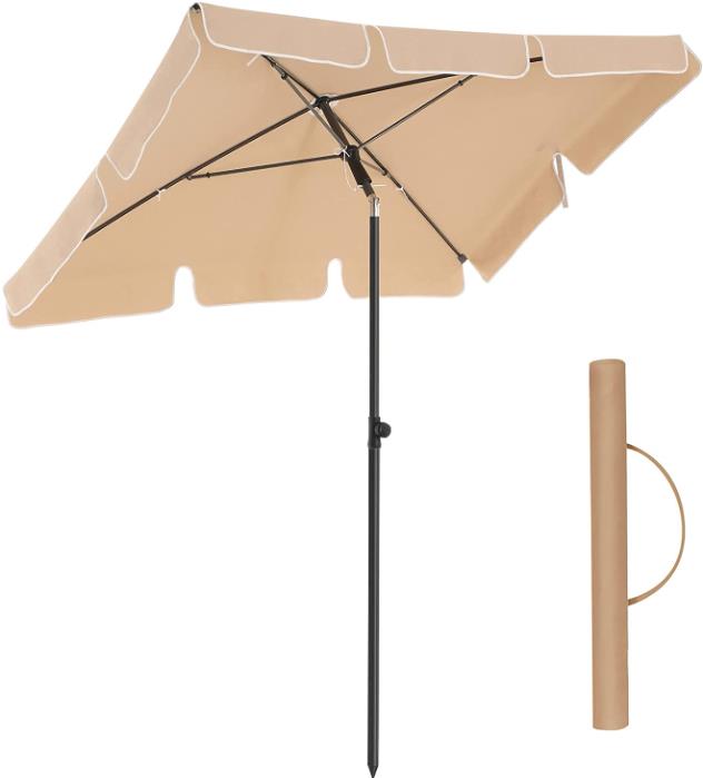 Houseland Záhradný slnečník s ochranným obalom Royal 200 × 125 cm, béžový