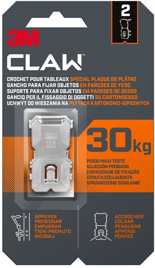 3M™ CLAW™ Háčik do sadrokartónu, balenie 2 ks, nosnosť 30 kg