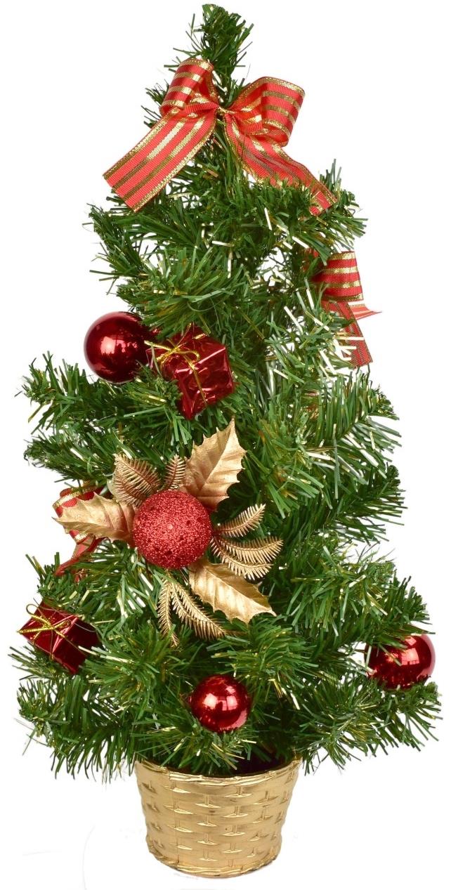 BerryHome Stromček zdobený červeno-zlatý 45 cm