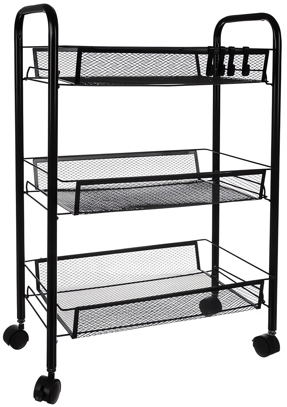 Ruhhy 24749 Regál na kolieskach, kov, 3 police, čierny