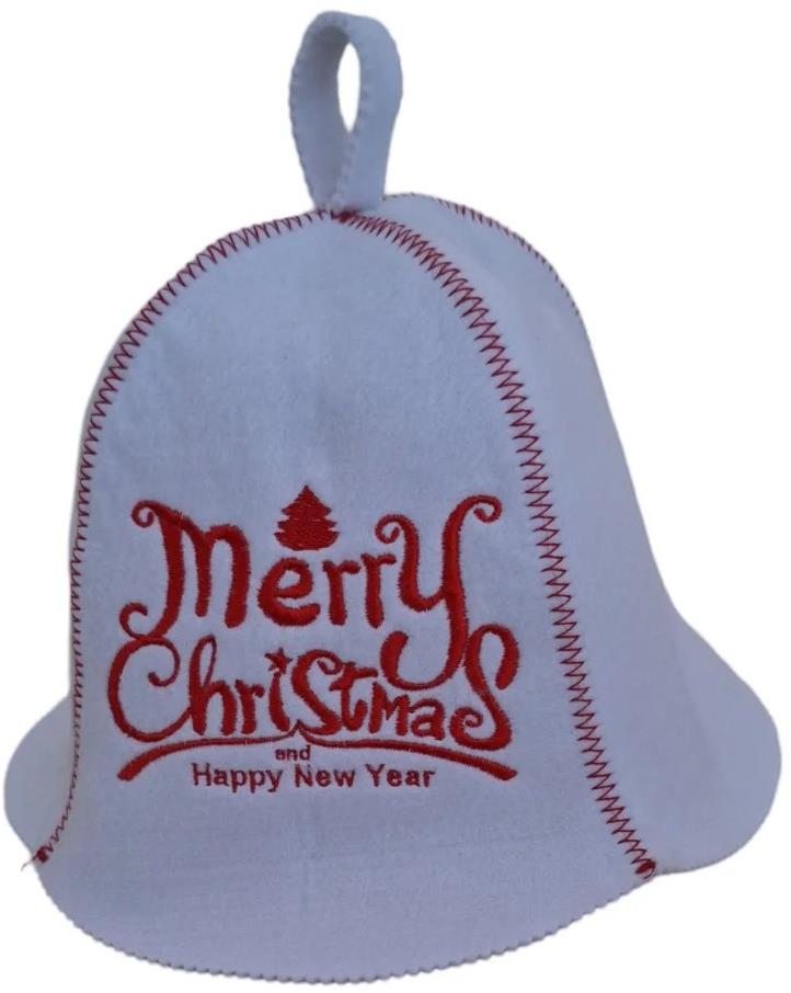 NATUR Čiapka do sauny Vianočná, plsť, biela