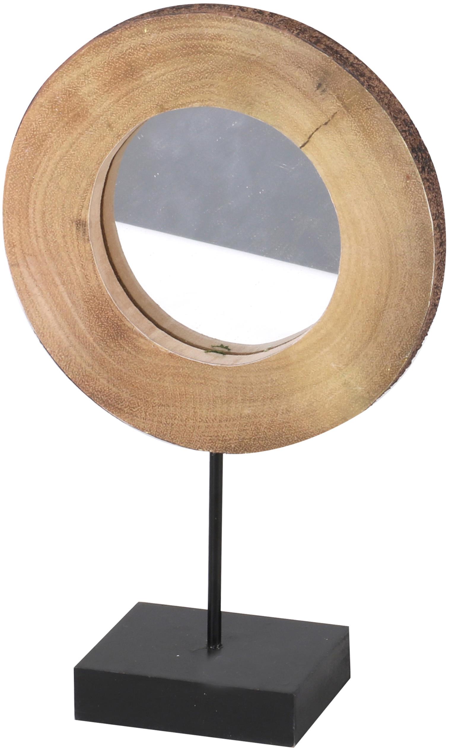 DOCHTMANN Dizajnové zrkadlo okrúhle, drevo a kov 31 × 19 × 8 cm