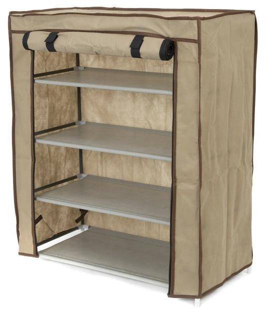 Compactor Oxford Textilný botník, 4 poschodia, 59 × 29 × 72 cm béžový