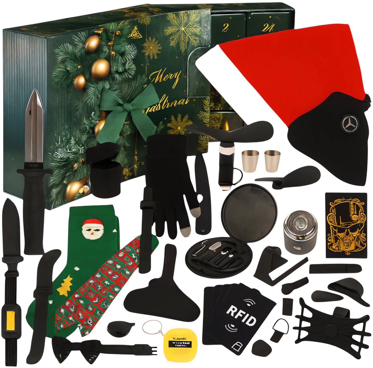 ISO Adventný kalendár pre mužov, zeleno-zlatý