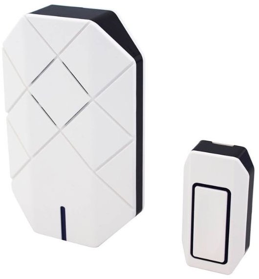 Garsaco Domový bezdrôtový zvonček GSC na batérie – sada 1 tlačidlo a 1 prijímač, biely