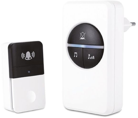 Garsaco Domový bezdrôtový zvonček GCS 1 bezbatériové tlačidlo a prijímač, bielo-čierny