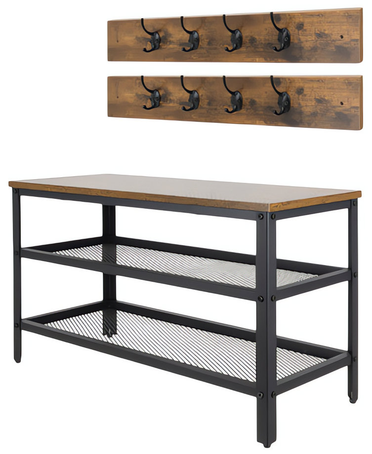 Ruhhy 27037 Regál na boty s lavicí a věšákem 73 cm