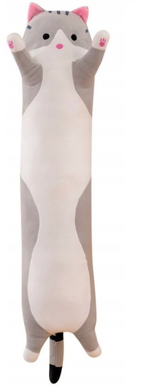 TopKing Plyšový polštář dlouhá kočka 50 cm XL, šedý