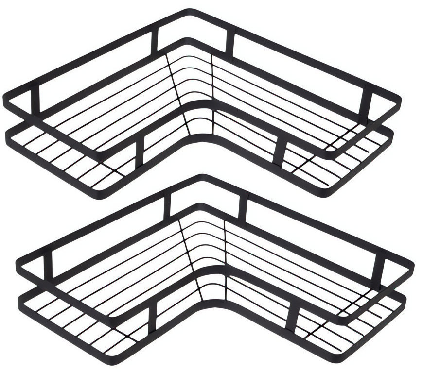 Ruhhy 27092 Rohová polička do koupelny 2 ks, černá