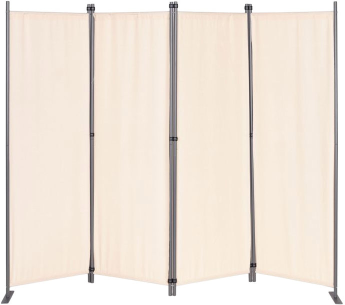 MultiGarden AW-022/4TLG Skládací zahradní a pokojový paraván, 4dílný, 167 × 216 cm, béžový
