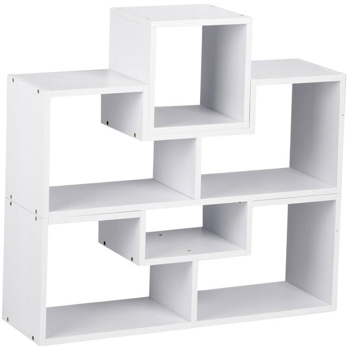 ModernHome WYJ-072 Stojací regál, knihovna, 80 × 24,5 × 63 cm, bílý