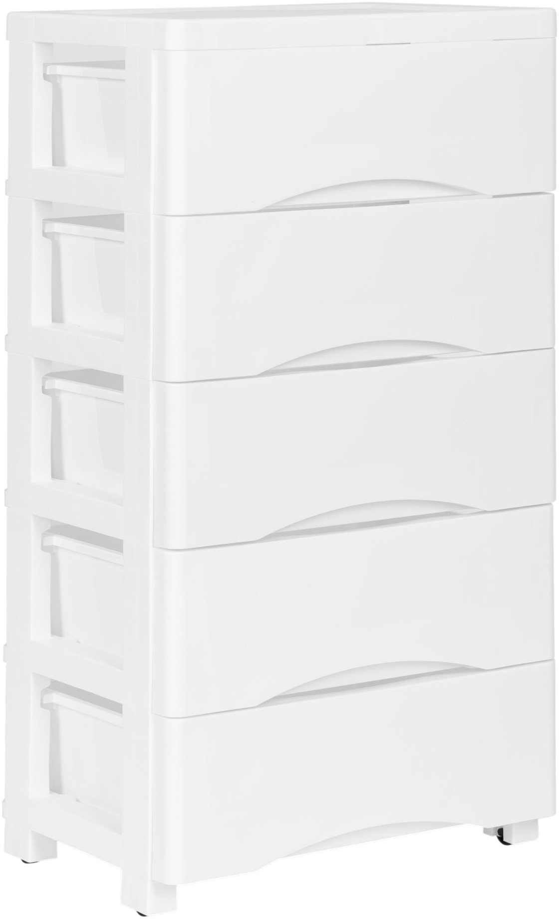 ModernHome PJJCBS0024-05B Úložný regál s 5 zásuvkami na kolečkách, 75 × 27 × 39 cm, bílý