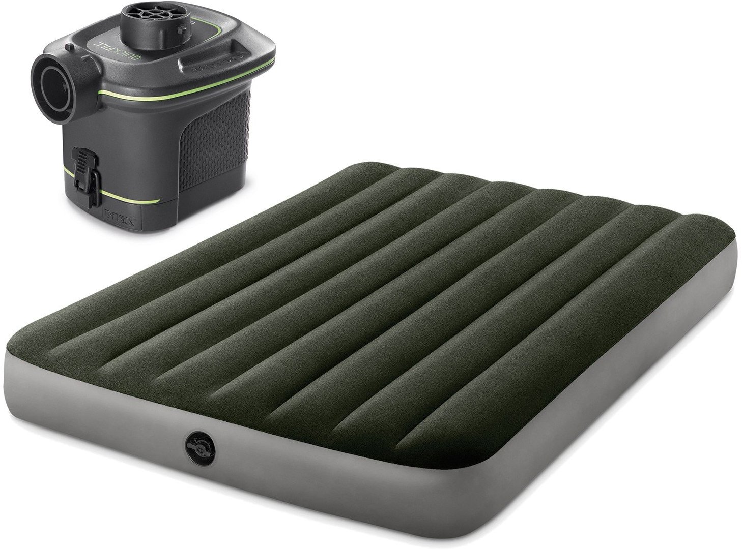 Intex 64778 Nafukovací matrac s elektrickou pumpou 191 × 137 × 25 cm, zelený