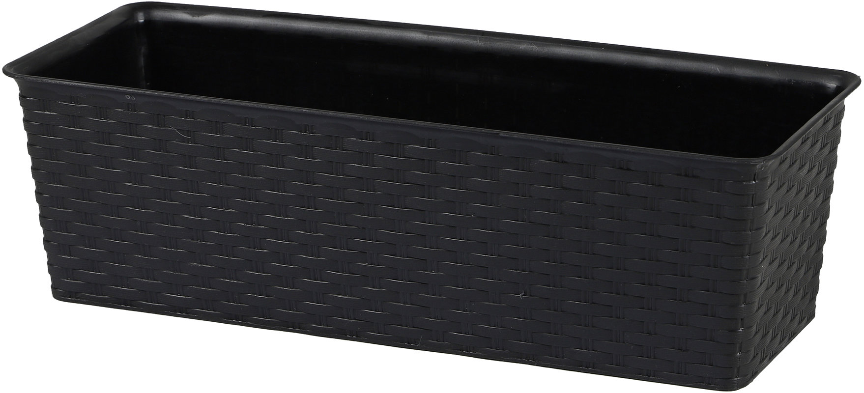 DOCHTMANN Kvetináč rattan obdĺžnik 40 × 16,5 × 12 cm, čierny