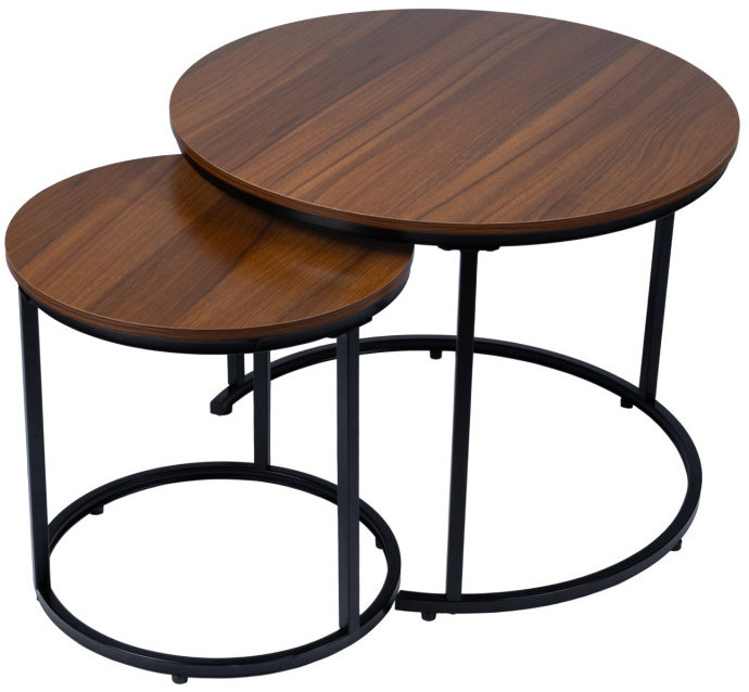 Bauerkraft G-819 Okrúhle konferenčné stolíky 2 v 1, loft/industrial, orech