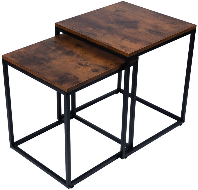 Bauerkraft G-822 Štvorcové konferenčné stolíky 2 v 1, loft/industrial, antický dub