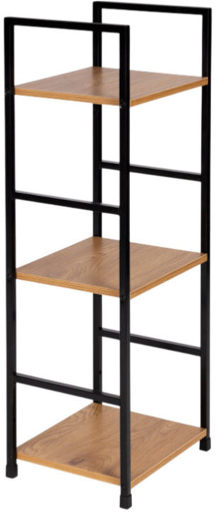 ModernHome CWJ302480L Drevený regál s kovovým rámom a 3 policami, 80 × 23,5 × 29 cm