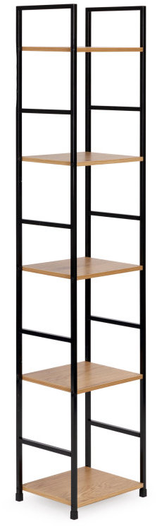 ModernHome CWJ3024144L Drevený regál s kovovým rámom a 5 policami, 144,5 × 23,5 × 29 cm