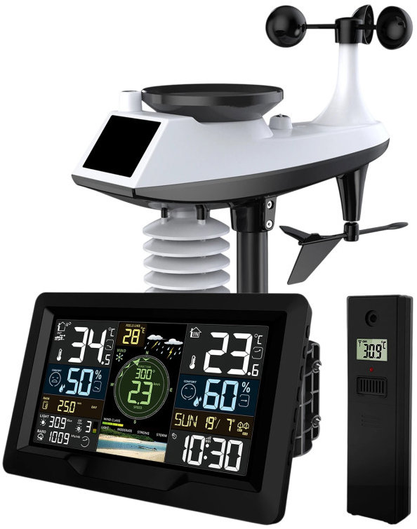 Berdsen BD-914 Meteorologická stanica so senzorom vetra a dažďa, čierna