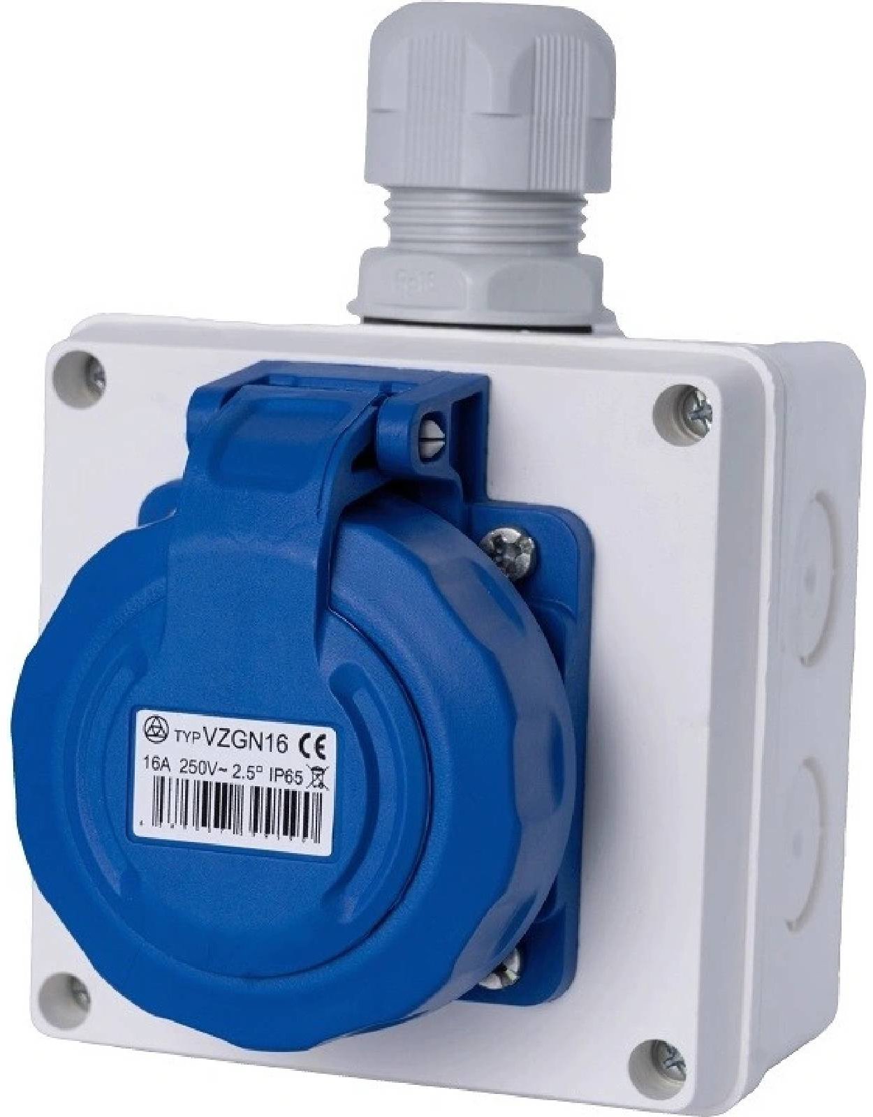 SEZ-CZ Nástěnná zásuvka 250 V, IP65, 16 A, 3-pól